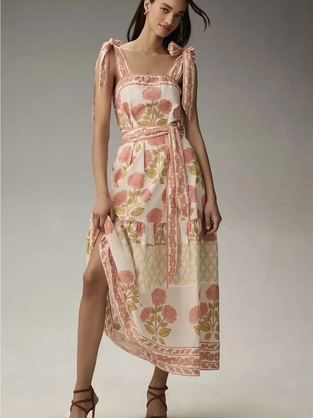 Anthropologie Sue Sartor Tie-Shoulder Sundress L